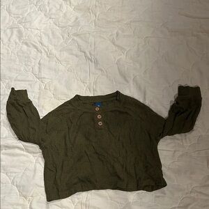 Olive Green Long Sleeve Henley Top